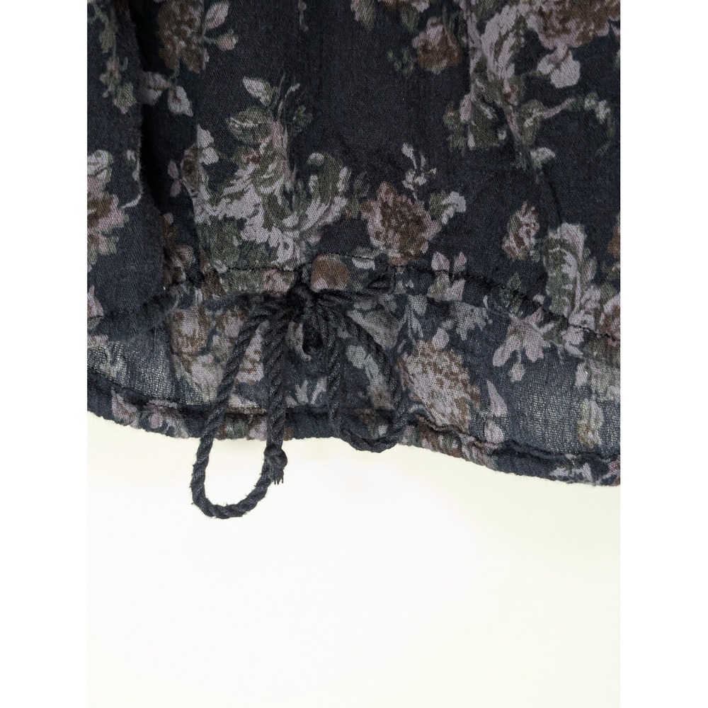Denim & Supply Ralph Lauren Floral Peasant Blouse Black Boho Tassel Top Medium - Picture 8 of 8